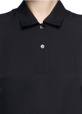 Detail View - Click To Enlarge - THEORY - 'Curza' rib trim silk polo tee