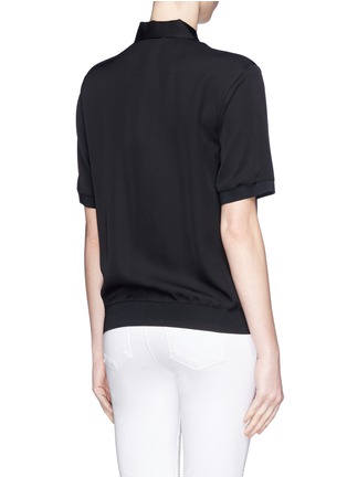 Back View - Click To Enlarge - THEORY - 'Curza' rib trim silk polo tee