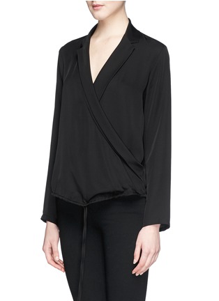 Front View - Click To Enlarge - THEORY - 'Ilori' drape front silk blouse