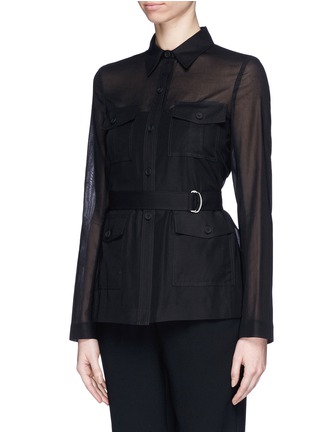 Front View - Click To Enlarge - THEORY - 'Lorem' waist tie sheer voile shirt