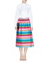 Figure View - Click To Enlarge - VALENTINO GARAVANI - '1973' stripe radzimir midi skirt