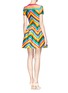Back View - Click To Enlarge - VALENTINO GARAVANI - '1973' chevron stripe radzimir dress