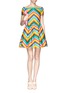 Front View - Click To Enlarge - VALENTINO GARAVANI - '1973' chevron stripe radzimir dress