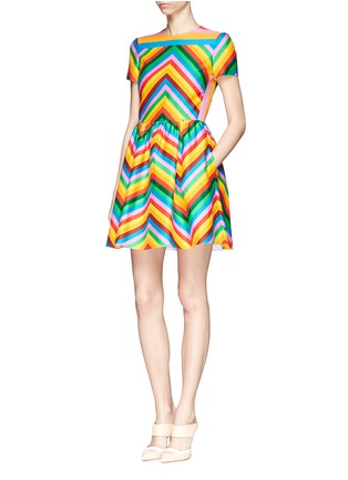 Figure View - Click To Enlarge - VALENTINO GARAVANI - '1973' chevron stripe radzimir dress