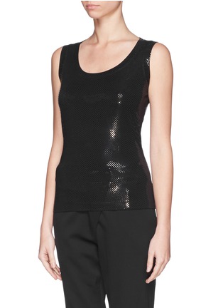 Front View - Click To Enlarge - ST. JOHN - Micro check sequin tank top