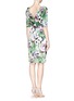 Back View - Click To Enlarge - ST. JOHN - Floral print ruched charmeuse dress