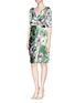 Figure View - Click To Enlarge - ST. JOHN - Floral print ruched charmeuse dress