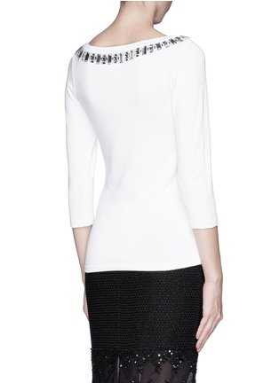 Back View - Click To Enlarge - ST. JOHN - Beaded strass neckline stretch sweater