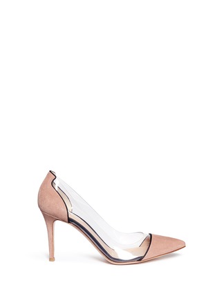 Main View - Click To Enlarge - GIANVITO ROSSI - 'Plexi' clear PVC piped suede pumps