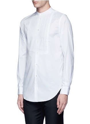 Front View - Click To Enlarge - PORTS 1961 - Half pleated bib front cotton shirt