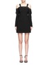 Main View - Click To Enlarge - C/MEO COLLECTIVE - 'Outgrown' satin trim cold shoulder dress