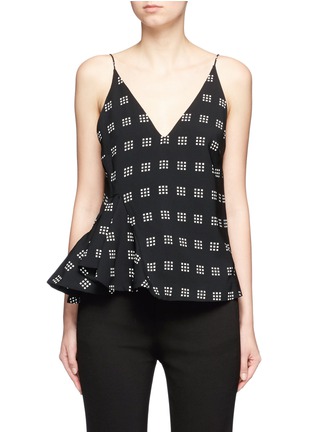 Main View - Click To Enlarge - C/MEO COLLECTIVE - 'Spelt Out' tile print ruffle top