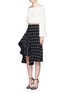 Figure View - Click To Enlarge - C/MEO COLLECTIVE - 'Spelt Out' tile print asymmetric ruffled skirt