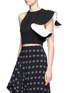 Front View - Click To Enlarge - C/MEO COLLECTIVE - 'Heart Commands' ruffle sleeve cropped top