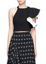 Main View - Click To Enlarge - C/MEO COLLECTIVE - 'Heart Commands' ruffle sleeve cropped top
