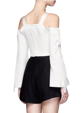 Back View - Click To Enlarge - C/MEO COLLECTIVE - 'Outgrown' satin trim cold shoulder cropped top