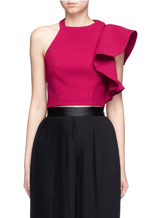Main View - Click To Enlarge - C/MEO COLLECTIVE - 'Heart Commands' asymmetric ruffle sleeve cropped top