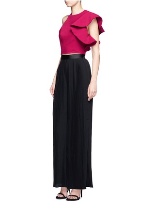Figure View - Click To Enlarge - C/MEO COLLECTIVE - 'Heart Commands' asymmetric ruffle sleeve cropped top