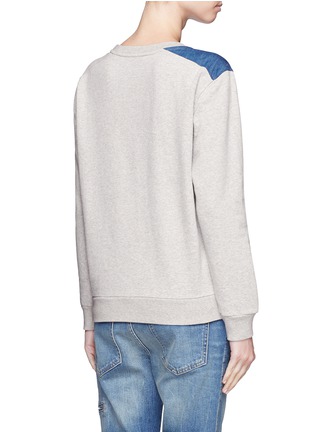 Back View - Click To Enlarge - CLOSED - Denim patchwork fleece lined sweatshirt