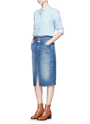 Figure View - Click To Enlarge - CLOSED - 'Coco' front slit denim skirt