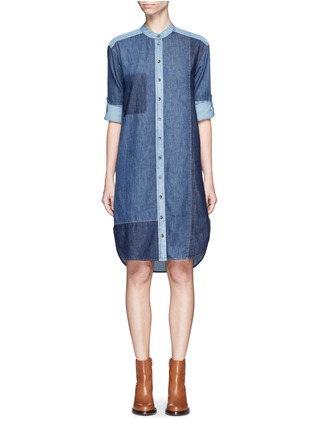 Main View - Click To Enlarge - CLOSED - Patchwork cotton denim shirt dress