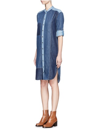 Figure View - Click To Enlarge - CLOSED - Patchwork cotton denim shirt dress