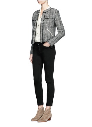 Figure View - Click To Enlarge - ISABEL MARANT ÉTOILE - 'Laura' stripe frayed edge tweed jacket