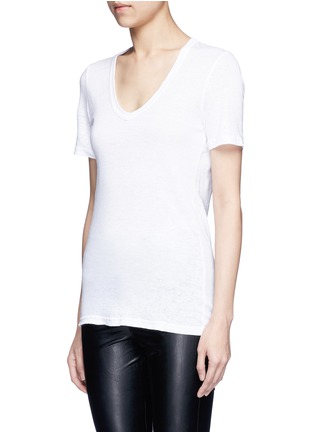 Front View - Click To Enlarge - ISABEL MARANT ÉTOILE - 'Kranger' V-neck linen T-shirt
