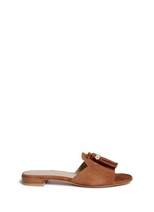 Main View - Click To Enlarge - STUART WEITZMAN - 'Two Tassels' suede slide sandals