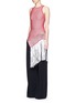Figure View - Click To Enlarge - STELLA MCCARTNEY - Asymmetric distressed mesh knit fringe top