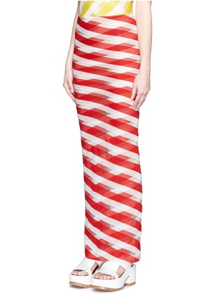 Front View - Click To Enlarge - STELLA MCCARTNEY - 'Transparent Checks' crisscross stripe cotton maxi skirt