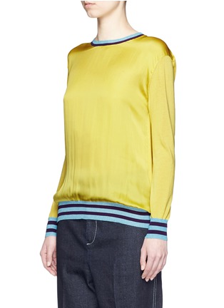 Front View - Click To Enlarge - STELLA MCCARTNEY - Contrast stripe silk front combo sweater