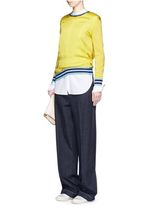 Figure View - Click To Enlarge - STELLA MCCARTNEY - Contrast stripe silk front combo sweater