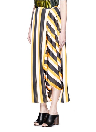 Front View - Click To Enlarge - STELLA MCCARTNEY - 'Darmouth' contrast stripe asymmetric cropped pants
