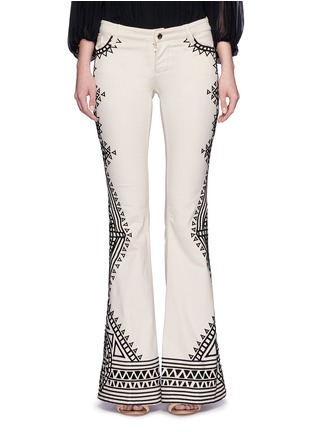 Detail View - Click To Enlarge - ALICE & OLIVIA - 'Ryley' tribal embroidery flare jeans