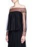 Front View - Click To Enlarge - ALICE & OLIVIA - 'Sidney' embroidery off-shoulder peasant top