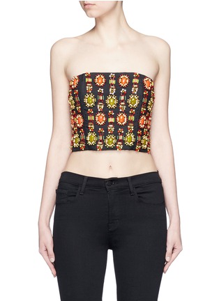 Main View - Click To Enlarge - ALICE & OLIVIA - 'Saraphina' bead embellished silk cropped bustier