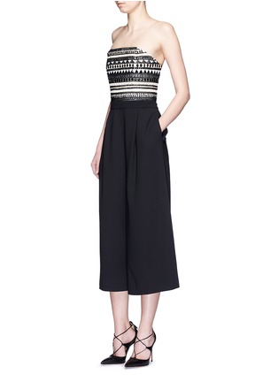 Figure View - Click To Enlarge - ALICE & OLIVIA - 'Emberly' beaded bodice strapless gaucho jumpsuit