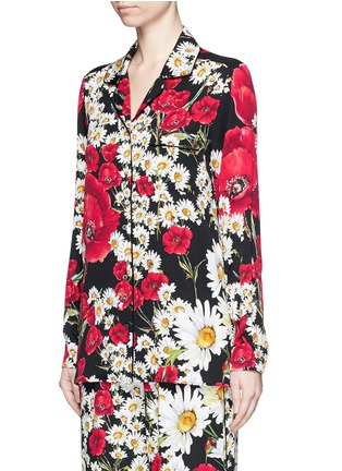 Front View - Click To Enlarge - - - Floral print silk charmeuse pyjama shirt
