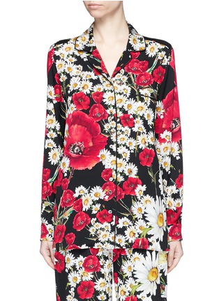 Main View - Click To Enlarge - - - Floral print silk charmeuse pyjama shirt