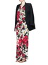 Figure View - Click To Enlarge - - - Floral print silk charmeuse pyjama shirt