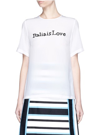 Main View - Click To Enlarge - - - 'Italia is Love' sequin slogan silk blend top