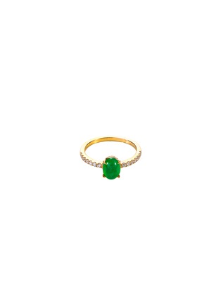 Main View - Click To Enlarge - SAMUEL KUNG - Jade cabochon diamond 18k rose gold ring