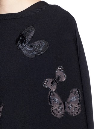 Detail View - Click To Enlarge - VALENTINO GARAVANI - 'Camubutterfly' embroidery fringe hem poncho