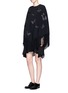Figure View - Click To Enlarge - VALENTINO GARAVANI - 'Camubutterfly' embroidery fringe hem poncho