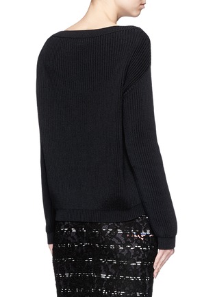 Back View - Click To Enlarge - VALENTINO GARAVANI - 'Camubutterfly Noir' embroidery chunky knit sweater