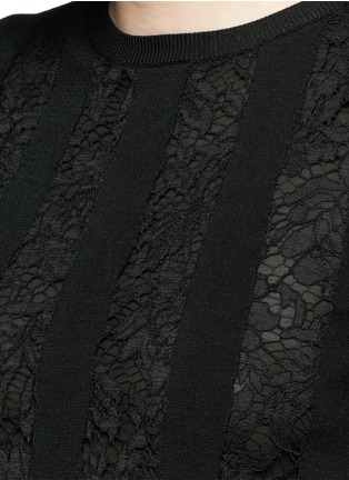 Detail View - Click To Enlarge - VALENTINO GARAVANI - Guipure lace stripe knit dress