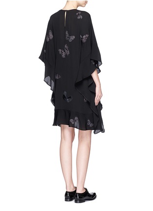 Back View - Click To Enlarge - VALENTINO GARAVANI - 'Camubutterfly Noir' embroidery silk georgette dress