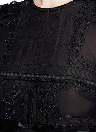 Detail View - Click To Enlarge - VALENTINO GARAVANI - Lace feather bead appliqué tulle gown