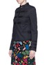Front View - Click To Enlarge - VALENTINO GARAVANI - 'Camubutterfly Noir' embroidery cotton twill band jacket